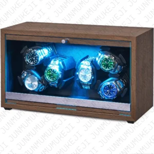 6-Slot Wooden Automatic Watch Winder Storage Box with USB Power for Luxury Timepieces