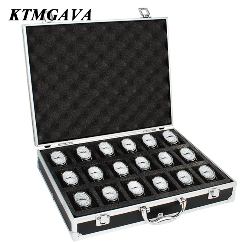 18-Slot Aluminum Watch Storage Display Case with Elegant Black Finish for Collectors - Image 4