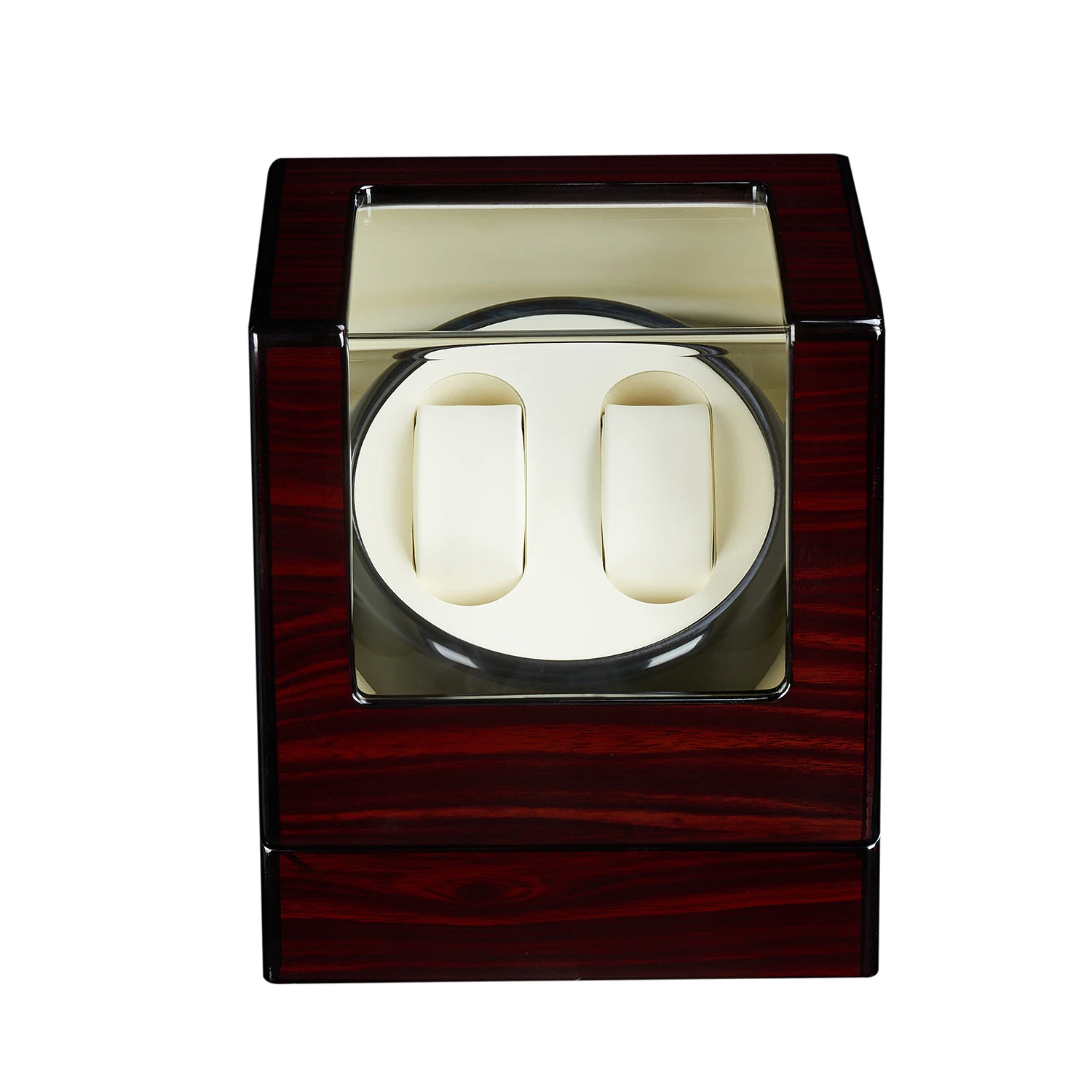 Watch winder with open case showing internal components for troubleshooting noise issues