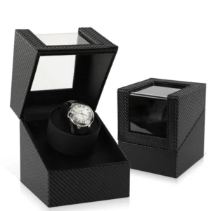 Premium PU Leather 2-Slot Automatic Watch Winder with Quiet Motor for Luxury Timepieces
