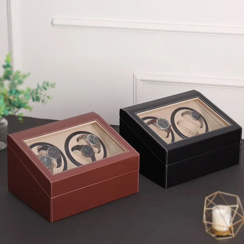 10-Slot Premium PU Leather Watch Winder Box with Dual Display Storage - Image 3