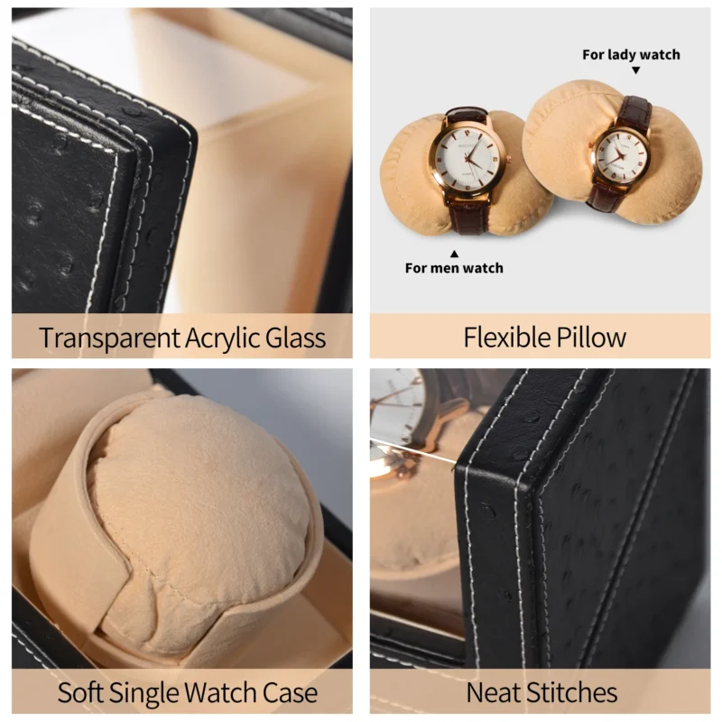 Single Watch Winder Box with PU Leather Finish for Automatic Timepieces with 4 Rotation Modes - Image 5