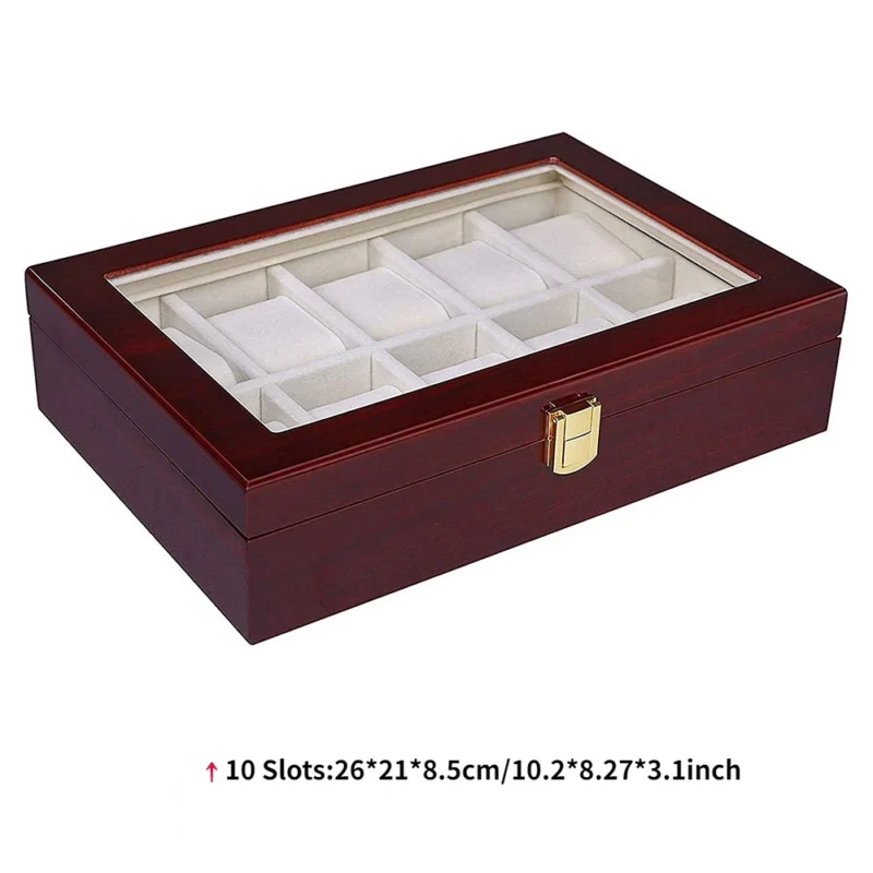 6-Slot Wooden Watch Display Box with Luxury Interior for Collector's Timepieces - Image 11
