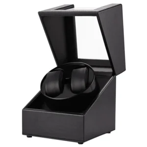 2-Slot Automatic Watch Winder Box with USB Charging for Luxury Timepieces