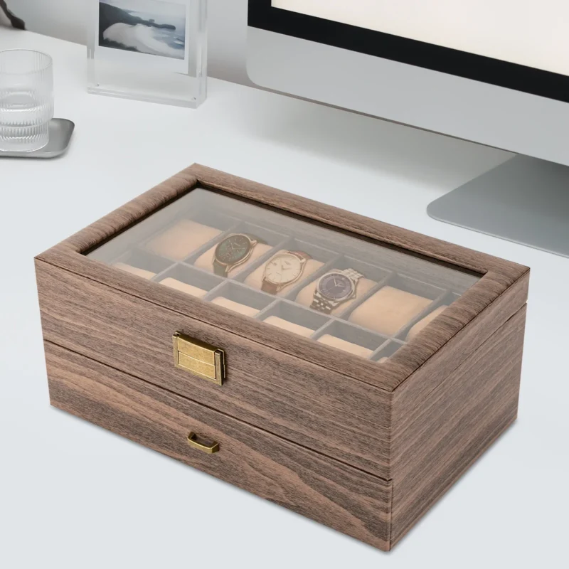 Two-Layer 24-Slot Watch Display Case with Visualization Window for Collectors - Image 4