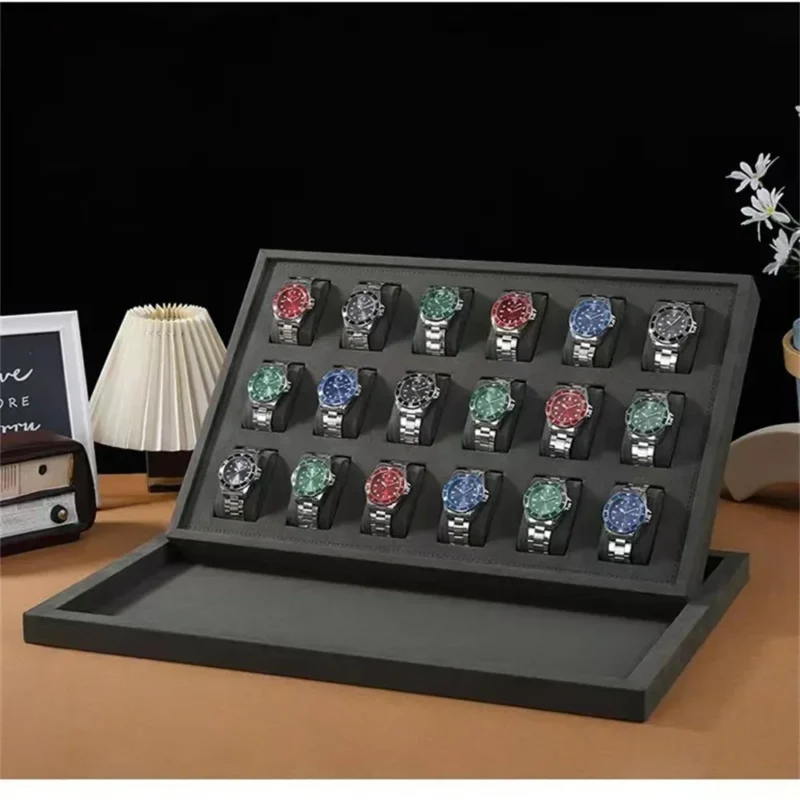 Premium Wooden 15/18-Slot Watch Display Box with Shockproof Protection for Luxury Collections - Image 12