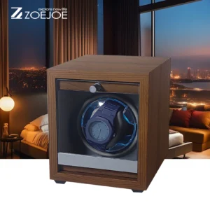 Luxury Single Watch Winder with LED Ambient Light and Transparent Display Lid
