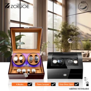 10-Slot Luxury Automatic Watch Winder Box with Silent Motor for Collection Display