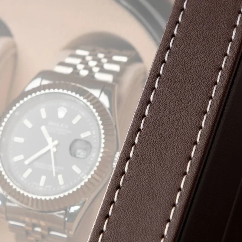 10-Slot Premium PU Leather Watch Winder Box with Dual Display Storage - Image 4