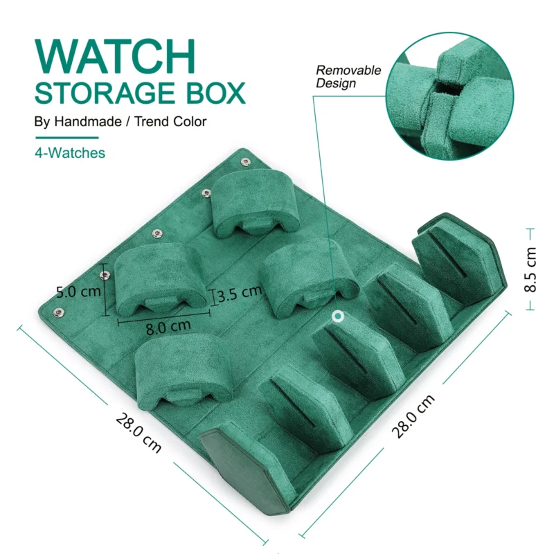 Premium 4-Slot Travel Watch Roll Case with Portable Storage for Luxury Timepieces - Image 3