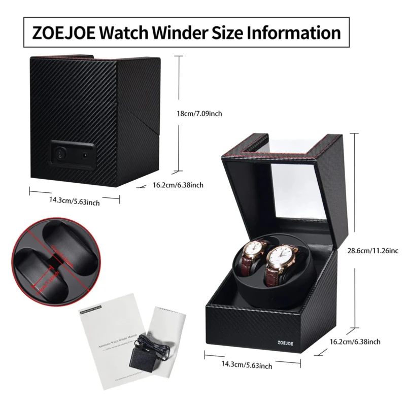 Dual Slot Automatic Watch Winder Box with Premium PU Leather Case for Luxury Timepieces - Image 2