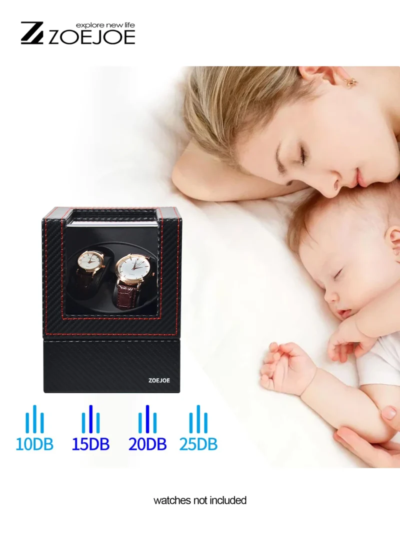 Dual-Slot Automatic Watch Winder Box with PU Leather Finish for Luxury Timepieces - Image 4