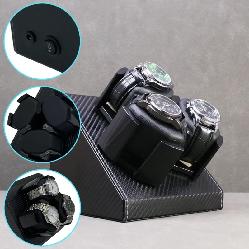 3-Slot Automatic Watch Winder with Dual Rotation Modes and Memory Foam Protection - Image 3