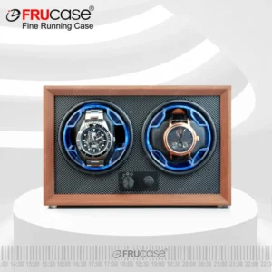 Premium Wooden Dual Watch Winder with LED Lighting for Automatic Timepieces