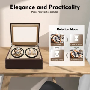 4+6 Slot Automatic Watch Winder Luxury Leather Storage Case with Display Organizer