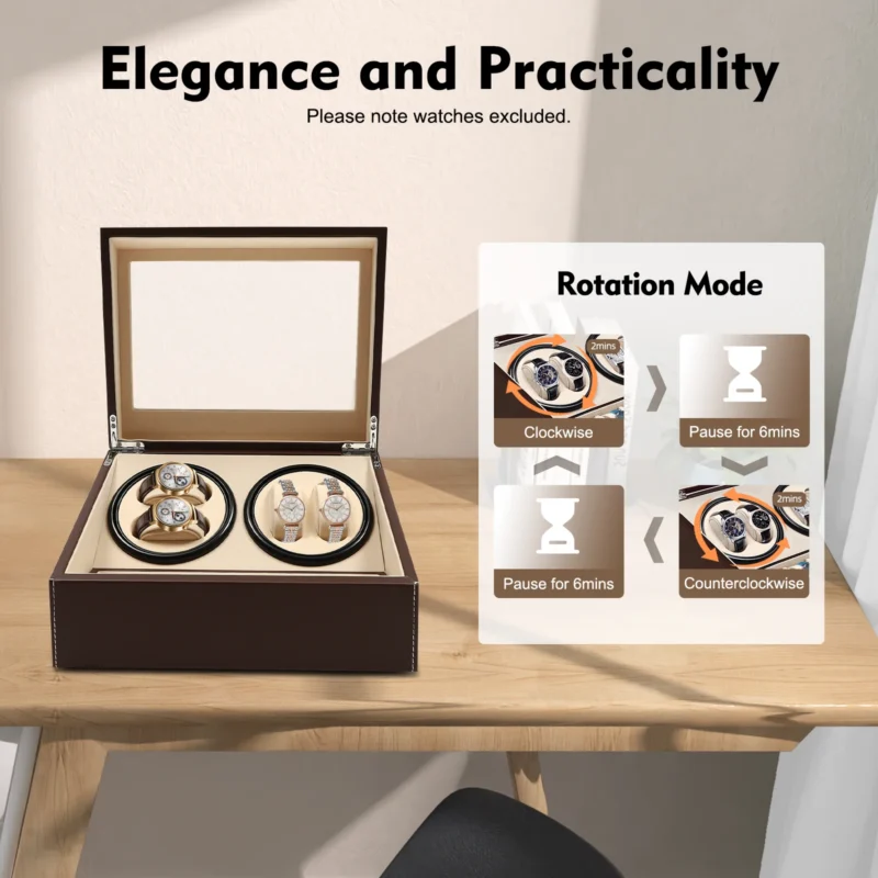 4+6 Slot Automatic Watch Winder Luxury Leather Storage Case with Display Organizer
