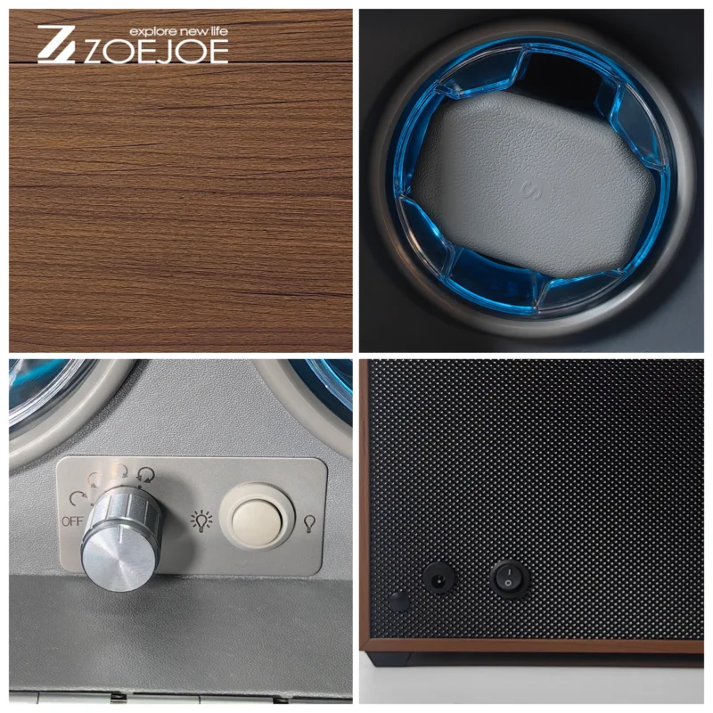 Luxury Wooden Double Watch Winder Box with LED Lighting for Automatic Timepieces - Image 3