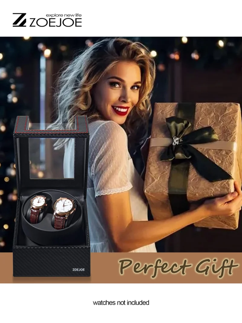 Dual-Slot Automatic Watch Winder Box with PU Leather Finish for Luxury Timepieces - Image 2