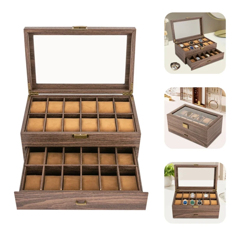Two-Layer 24-Slot Watch Display Case with Visualization Window for Collectors - Image 2
