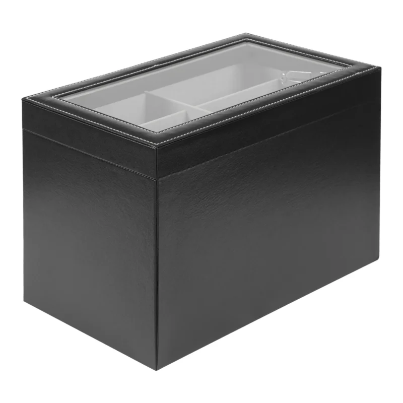 24-Slot Luxury Watch & Eyewear Display Case with 3-Tier Organization and Secure Lock - Image 6