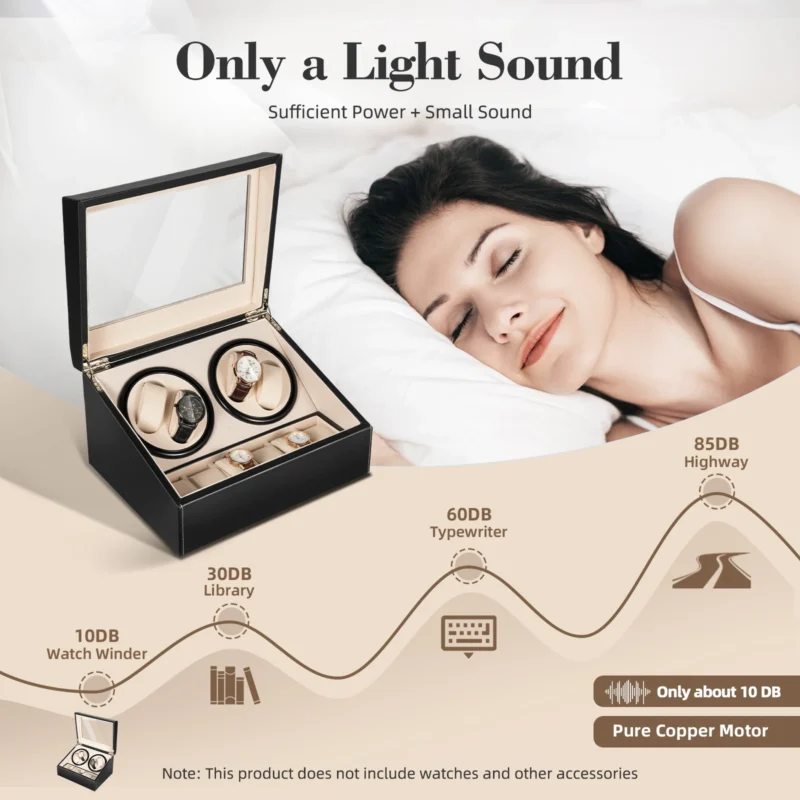 4+6 Slot Automatic Watch Winder Display Box with Leather Finish for Luxury Timepieces - Image 3