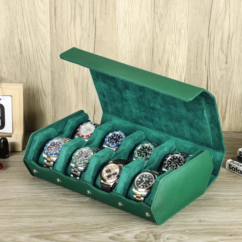 6-Slot Genuine Leather Watch Storage Box with Travel Protection for Luxury Timepieces - Image 5