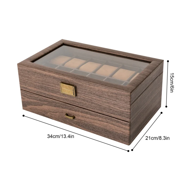 24-Slot Luxury Watch Box Organizer with Glass Display Lid and Protective Cushions - Image 3
