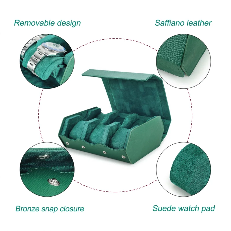6-Slot Genuine Leather Watch Storage Box with Travel Protection for Luxury Timepieces - Image 6