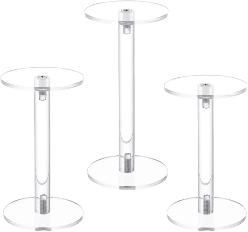 Premium Acrylic Round Display Risers for Watches and Jewelry with Clear Pedestals