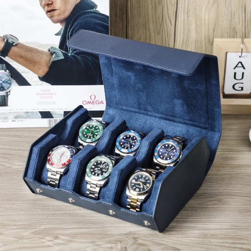 6-Slot Genuine Leather Watch Storage Box with Travel Protection for Luxury Timepieces - Image 12