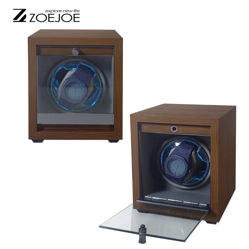 Luxury Single Watch Winder with LED Ambient Light and Transparent Display Lid - Image 3