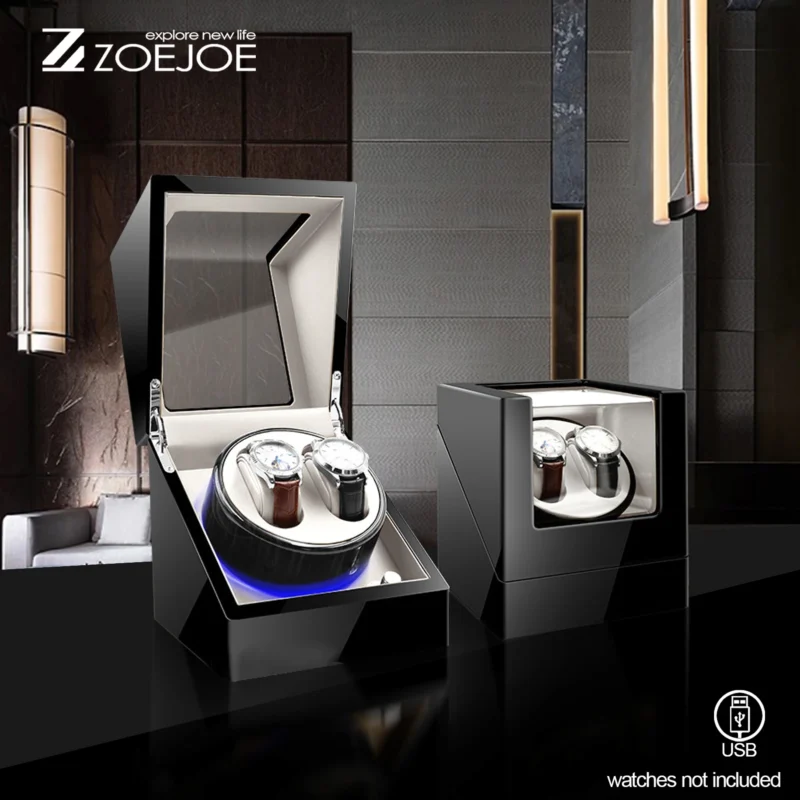Dual-Slot Automatic Watch Winder Box with Silent Motor for Luxury Timepieces - Image 3