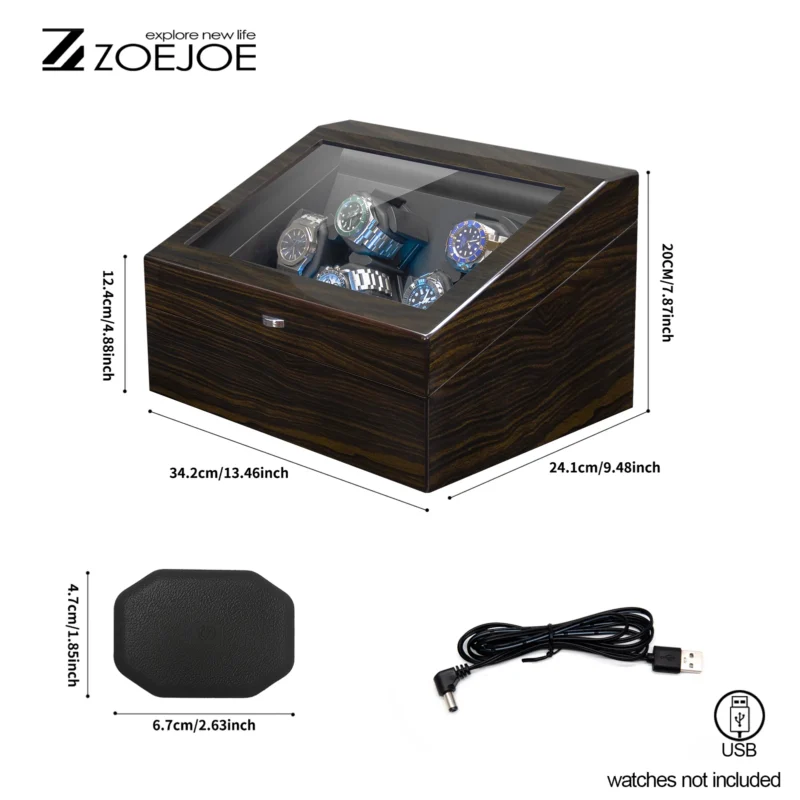 Single-Slot Automatic Watch Winder with LED Lighting and USB Power for Luxury Timepieces - Image 2