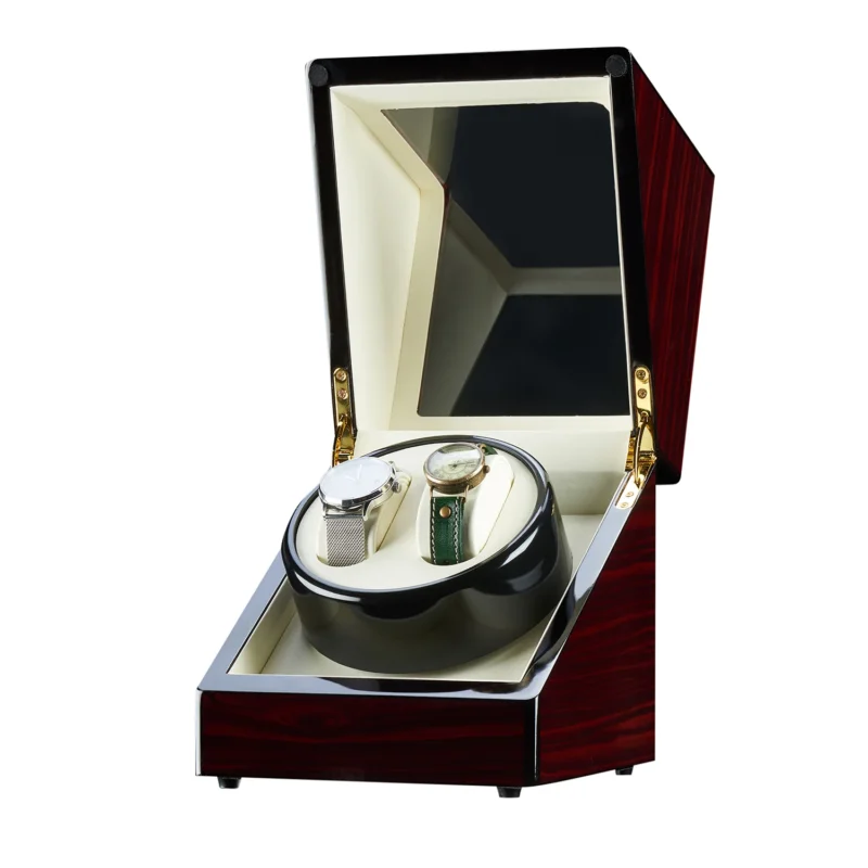 Premium Wooden Double Watch Winder with Automatic Rotation Display Case for Luxury Timepieces - Image 5