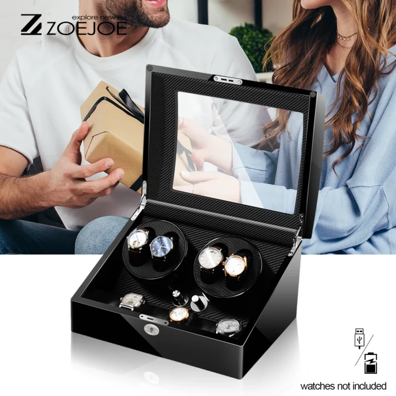 10-Slot Luxury Automatic Watch Winder Box with Silent Motor for Collection Display - Image 4