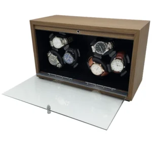 Luxury 4-Slot Automatic Watch Winder Box with PU Leather Exterior for Mechanical Timepieces