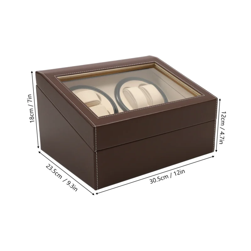 4+6 Slot Automatic Watch Winder Luxury Leather Storage Case with Display Organizer - Image 5
