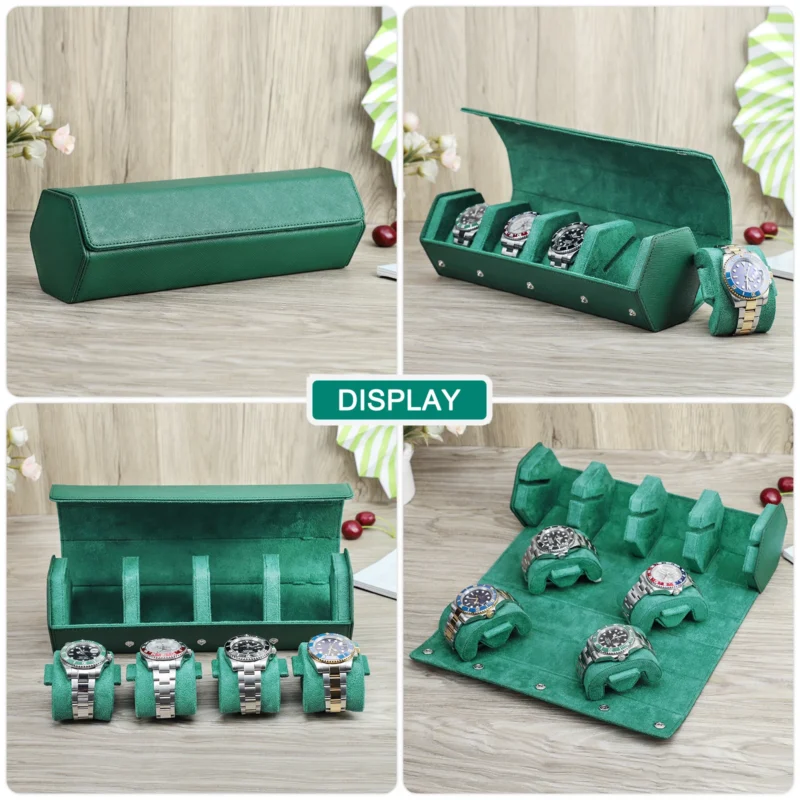 Premium 4-Slot Travel Watch Roll Case with Portable Storage for Luxury Timepieces - Image 4