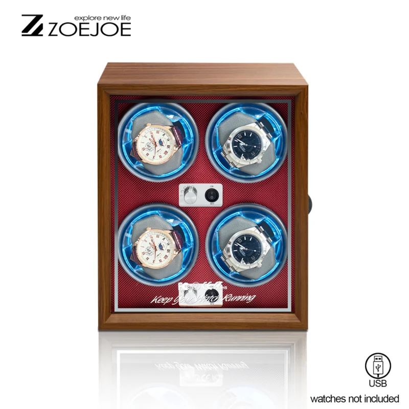 4-Slot Automatic Watch Winder Box with Silent Motor for Luxury Timepieces - Image 8