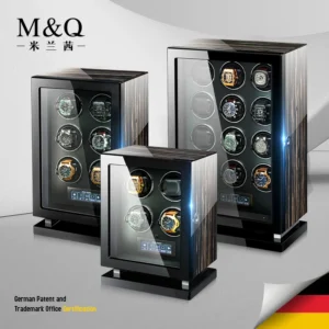 Premium 6-Slot Fingerprint Wooden Watch Winder Safe with Touch Control & Interior LED