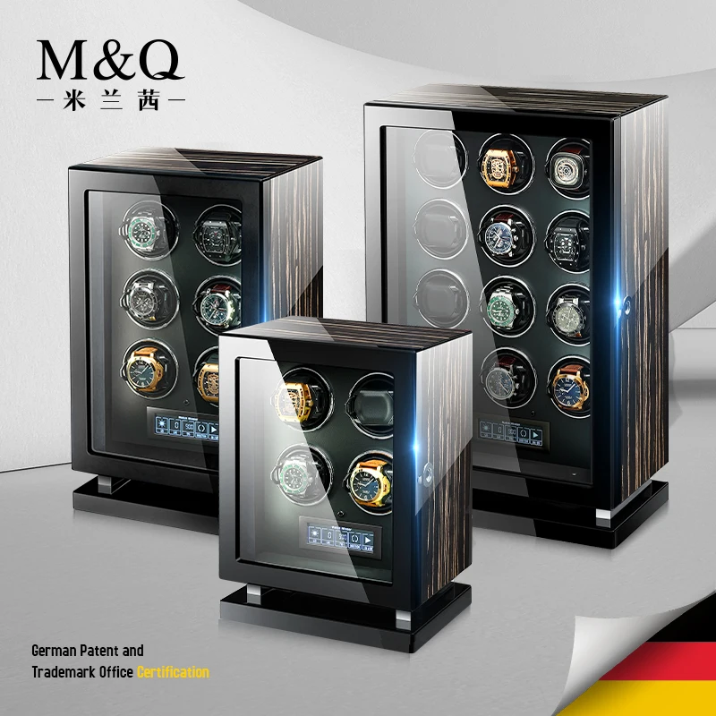 Fingerprint secured wooden watch winder safe with advanced protection features