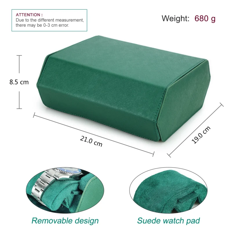 6-Slot Genuine Leather Watch Storage Box with Travel Protection for Luxury Timepieces - Image 3