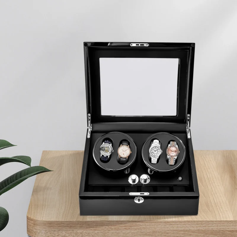 6-Slot Vintage Wood Watch Box with Storage Drawer for Jewelry Collection - Image 6