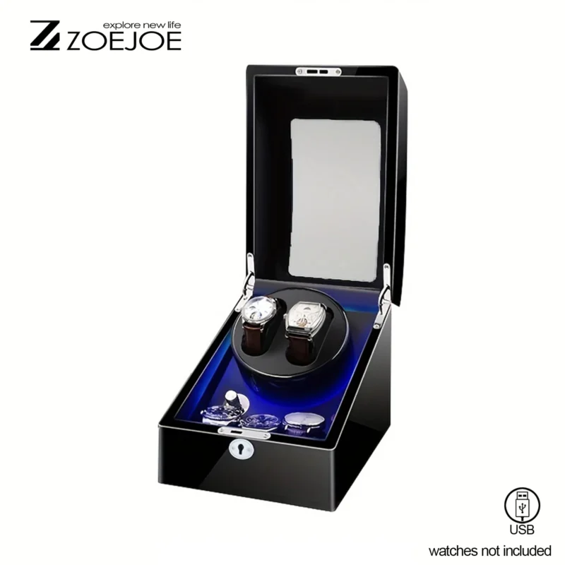 5-Slot Automatic Watch Winder Box with LED Lighting for Luxury Timepieces - Image 7