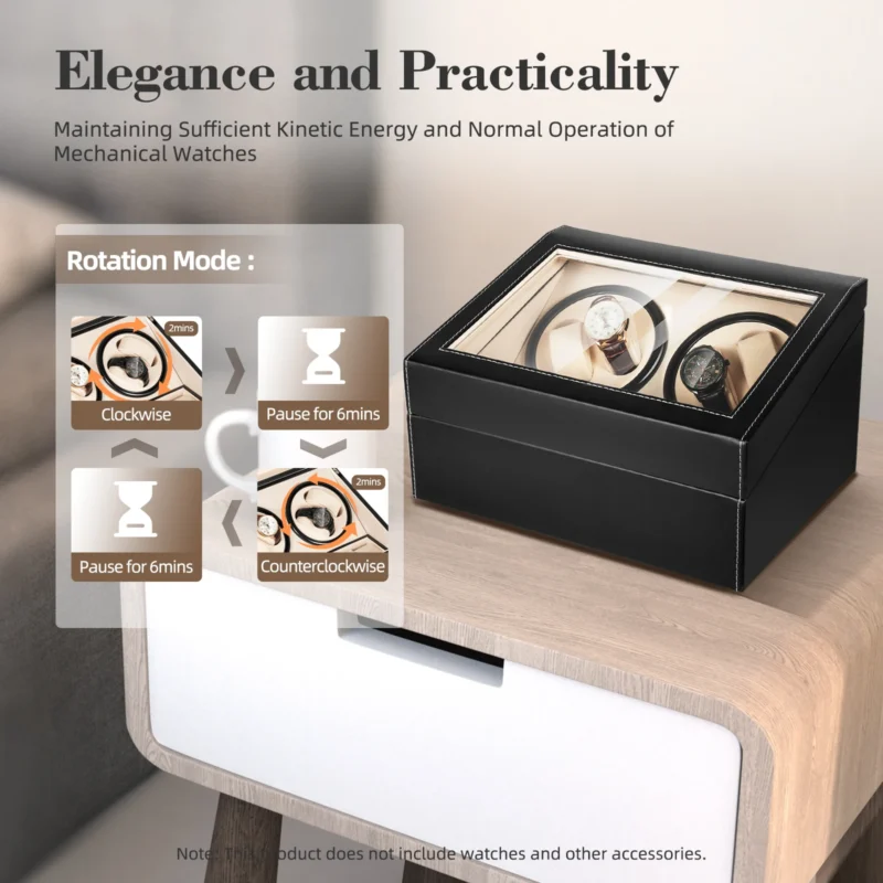 4+6 Slot Automatic Watch Winder Display Box with Leather Finish for Luxury Timepieces - Image 2