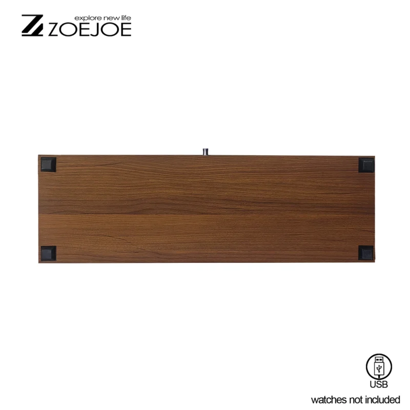4-Slot Wooden Watch Winder Box with Black Interior and LED Atmosphere Lighting - Image 5