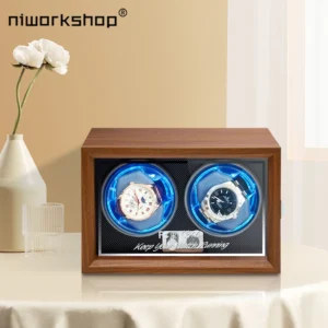 Premium Dual-Slot Automatic Watch Winder Box with Memory Foam Protection and Silent Motor
