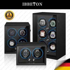 Premium 4-Slot Automatic Watch Winder Box with Black Wood Finish for Luxury Timepiece Collection