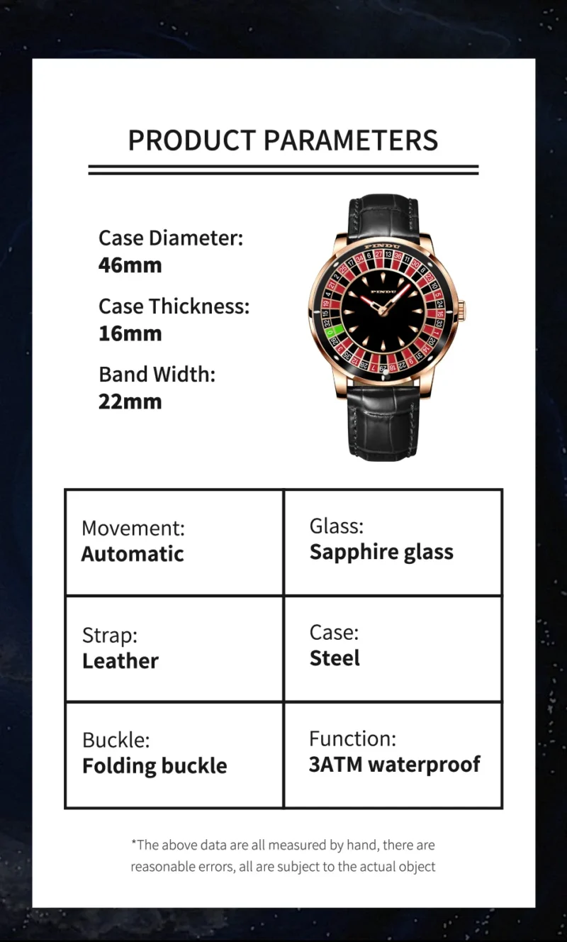 PINDU Luxury Automatic Mechanical Watch with Leather Strap and Gift Box - Image 6