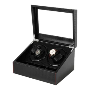 4+6 Slot Automatic Watch Winder Display Box with Carbon Fiber Exterior